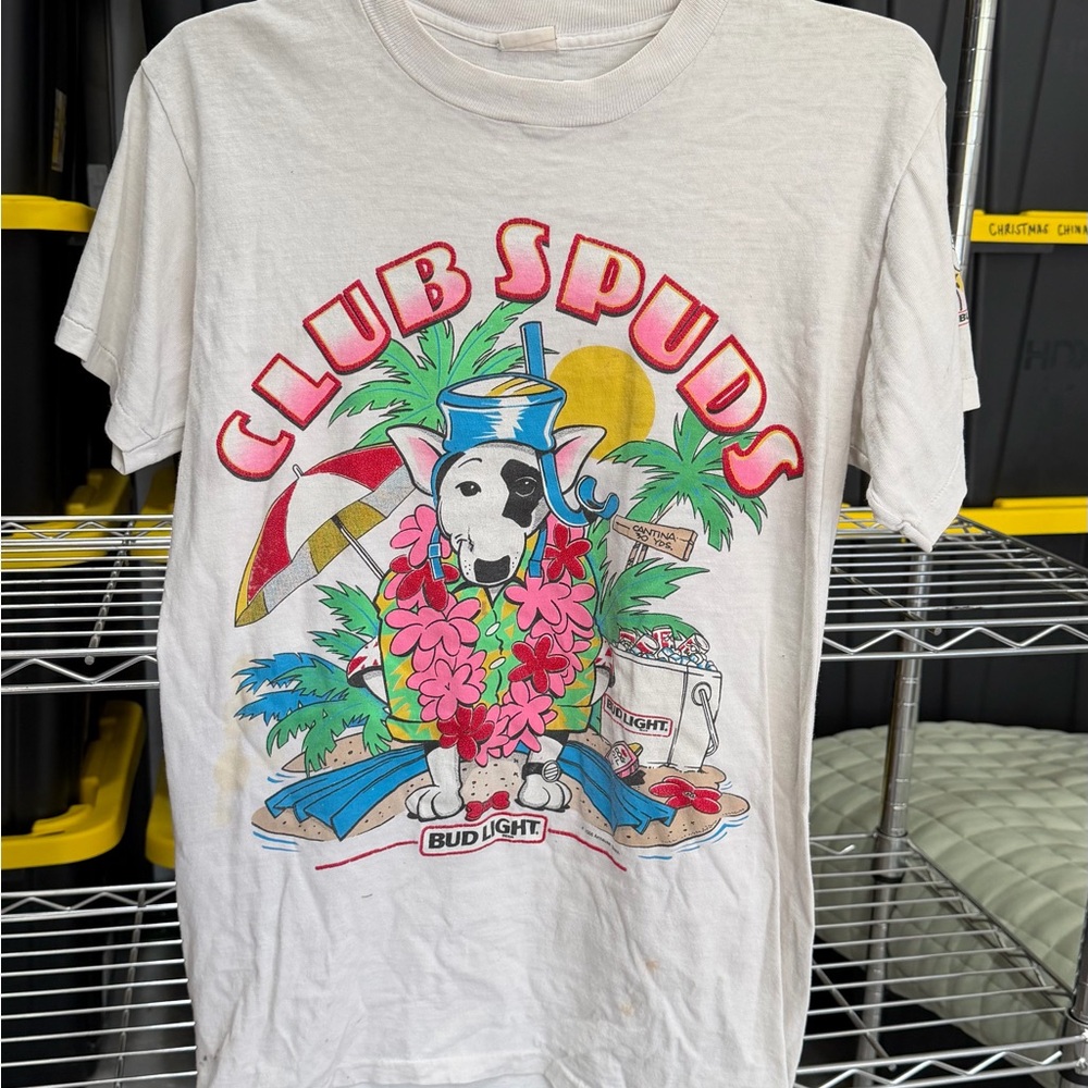 Bud Light White Graphic Tee with Colorful Design